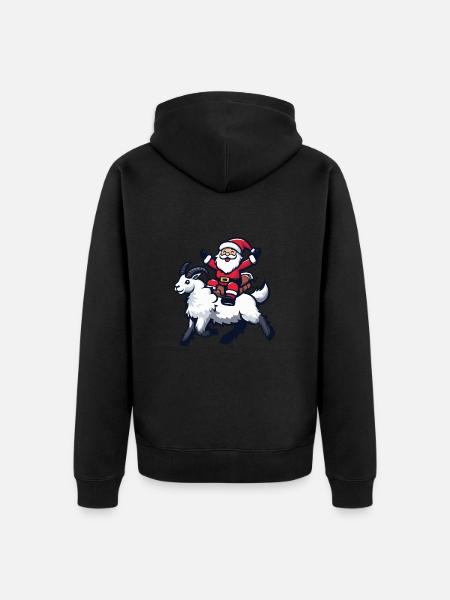 Bergziege Weihnachtsmann - Unisex Premium Bio Zip Hoodie - Schwarz