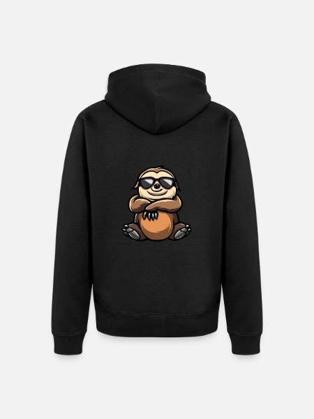 sloth animal - Unisex Premium Organic Zip Hoodie - black
