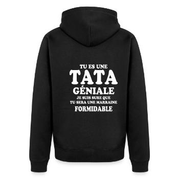 Une tata géniale et une marraine formidable - Veste à capuche bio Premium Unisexe - noir - Dos - Nico (187cm)