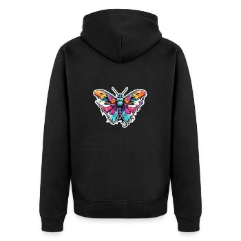 Motte / Tier / Insekt / Larve / Schädling - Unisex Premium Bio Zip Hoodie - Schwarz - Hinten - Nico (187cm)