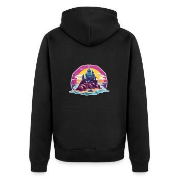 Sandcastle / Building / Playing / Castle / Holiday - Unisex Premium Organic Zip Hoodie - black - Back - Nico (187cm)