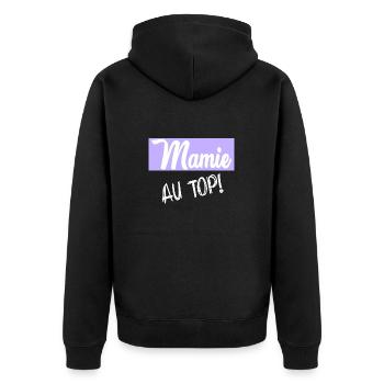 GRANNY. MOTHER'S DAY - Unisex Premium Organic Zip Hoodie - black - Back - Nico (187cm)