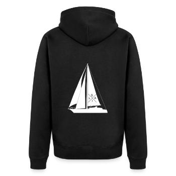 Segelboot Sail auf Segel - Kapitän Segler Skipper - Unisex Premium Bio Zip Hoodie - Schwarz - Hinten - Nico (187cm)