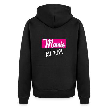 OMA. OMA. MUTTERTAG. ALLES GUTE ZUM GEBURTSTAG - Unisex Premium Bio Zip Hoodie - Schwarz - Hinten - Nico (187cm)