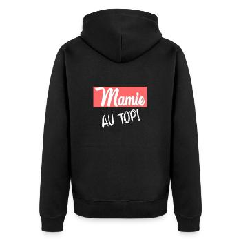 OMA. MUTTERTAG. ALLES GUTE ZUM GEBURTSTAG OMA. ICH LIEBE DICH - Unisex Premium Bio Zip Hoodie - Schwarz - Hinten - Nico (187cm)