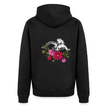 Bearded Dragon With Flowers - Unisex Premium Organic Zip Hoodie - black - Back - Nico (187cm)