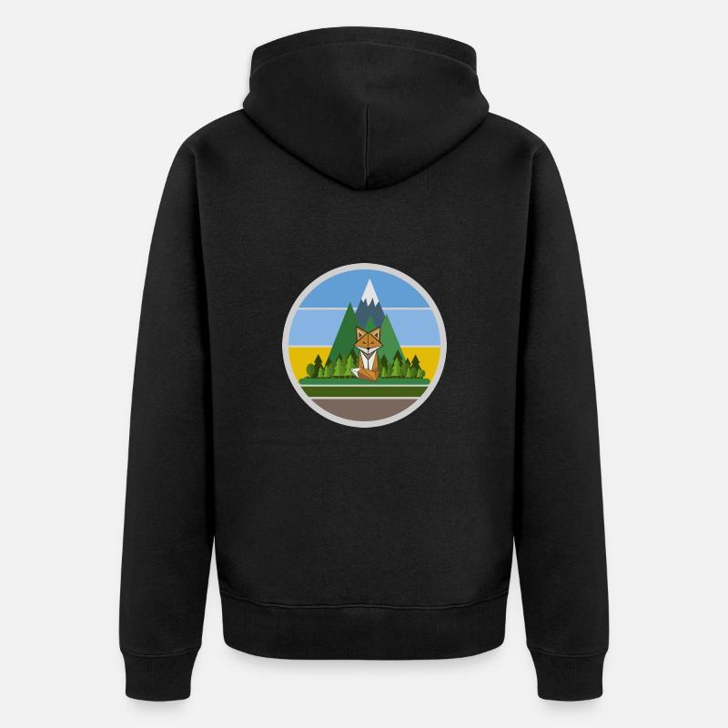 The Mountain Calls: Bergfuchs - Unisex Premium Bio Zip Hoodie - Schwarz