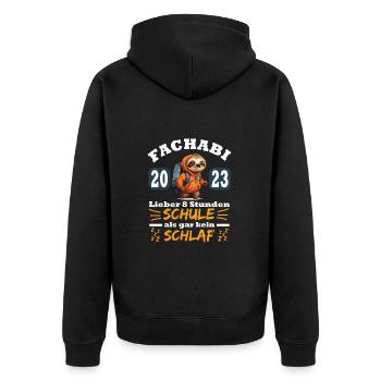 Schulabschluss 2023 Haupt Real Fachabi Absolvent - Unisex Premium Bio Zip Hoodie - Schwarz - Hinten - Nico (187cm)