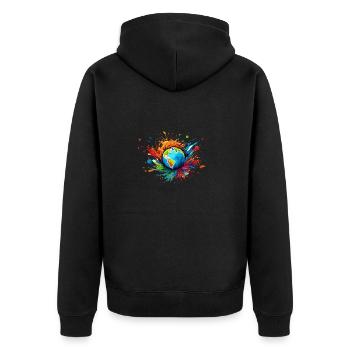 Planeten / Sonnensystem / Weltall / Galaxie - Unisex Premium Bio Zip Hoodie - Schwarz - Hinten - Nico (187cm)