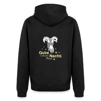 Sheep ram good night - Unisex Premium Organic Zip Hoodie - black - Back - Nico (187cm)