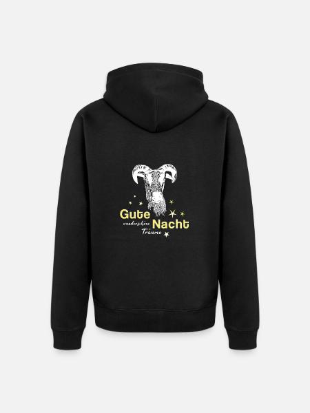 Sheep ram good night - Unisex Premium Organic Zip Hoodie - black