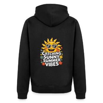 Moments d’été ensoleillés Vibrations Soleil d’été - Veste à capuche bio Premium Unisexe - noir - Dos - Nico (187cm)