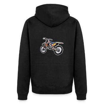Biker / Motorrad Fahrer / Biker / Zweirad / Cross - Unisex Premium Bio Zip Hoodie - Schwarz - Hinten - Nico (187cm)