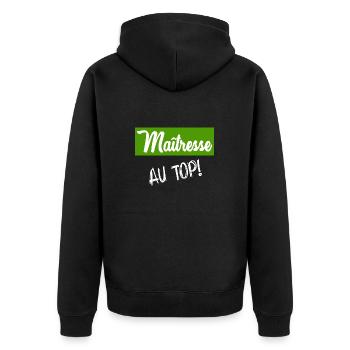 GELIEBTE. VIELEN DANK. DANKE, HERRIN - Unisex Premium Bio Zip Hoodie - Schwarz - Hinten - Nico (187cm)
