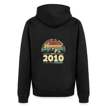 Großartig seit 2010 - Unisex Premium Bio Zip Hoodie - Schwarz - Hinten - Nico (187cm)
