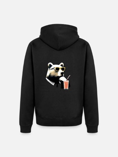 Cool Bear - Unisex Premium Organic Zip Hoodie - black