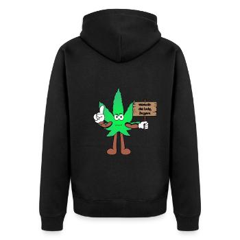 Der Bloom - Weed Cannabis Stoned Hanf Marihuana - Unisex Premium Bio Zip Hoodie - Schwarz - Hinten - Nico (187cm)