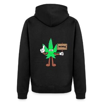 Der Bloom - Weed Cannabis Stoned Hanf Marihuana - Unisex Premium Bio Zip Hoodie - Schwarz - Hinten - Nico (187cm)