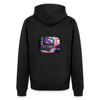 TV / Télévision / Analogique / Tube TV / Rétro - Veste à capuche bio Premium Unisexe - noir - Dos - Nico (187cm)