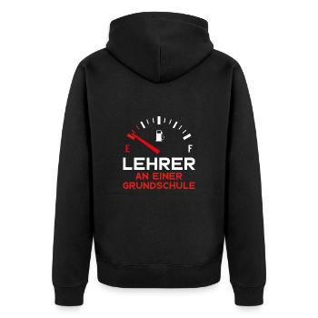 GRUNDSCHULLEHRER LUSTIG LEHRER GRUNDSCHULE - Unisex Premium Bio Zip Hoodie - Schwarz - Hinten - Nico (187cm)
