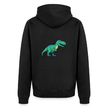 Dinosaurier / Tier / Urzeit / Reptil / Jungs - Unisex Premium Bio Zip Hoodie - Schwarz - Hinten - Nico (187cm)