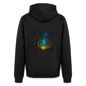 Mystic Tree 2 - Unisex Premium Organic Zip Hoodie - black - Back - Nico (187cm)