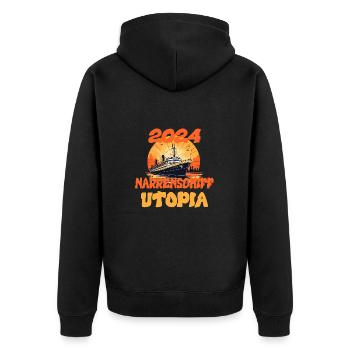Ship of Fools Utopia, citation - Veste à capuche bio Premium Unisexe - noir - Dos - Nico (187cm)