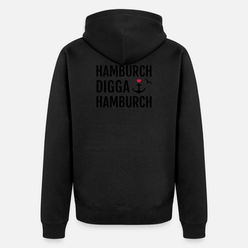 Hamburch DIGGA Hamburch - Unisex Premium Bio Zip Hoodie - Schwarz