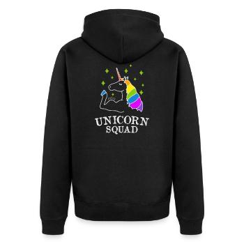 Unicorn Squad - gym fitness - Unisex Premium Organic Zip Hoodie - black - Back - Nico (187cm)