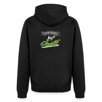 powered by plants - Unisex Premium Organic Zip Hoodie - black - Back - Nico (187cm)