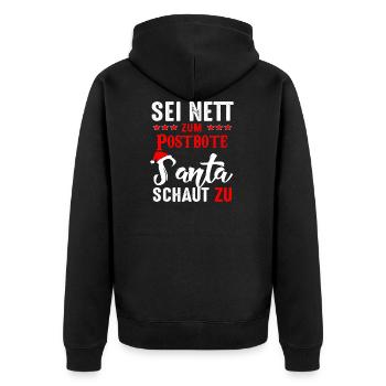 Be nice to the postman Santa is watching - Unisex Premium Organic Zip Hoodie - black - Back - Nico (187cm)