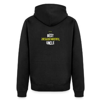 Distressed - BEST SNOWBOARDING UNCLE - Unisex Premium Bio Zip Hoodie - Schwarz - Hinten - Nico (187cm)