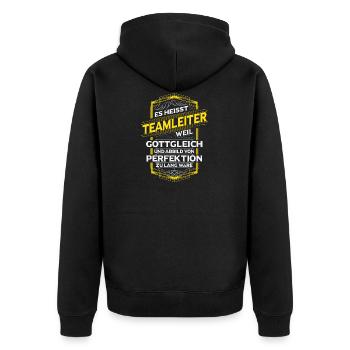 Teamleiter - Unisex Premium Bio Zip Hoodie - Schwarz - Hinten - Nico (187cm)