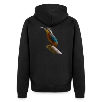 bird kingfisher woodpecker woodpecker - Unisex Premium Organic Zip Hoodie - black - Back - Nico (187cm)