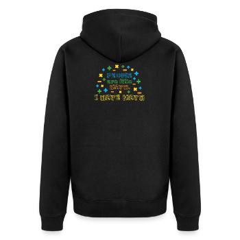 Menschen sind wie Mathe, ich hasse Mathe - Unisex Premium Bio Zip Hoodie - Schwarz - Hinten - Nico (187cm)
