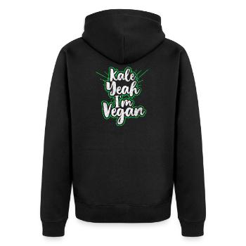 Ja, ich bin Veganer - Geschenk - Unisex Premium Bio Zip Hoodie - Schwarz - Hinten - Nico (187cm)
