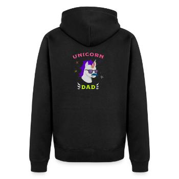 Unicorn dad gift - Unisex Premium Organic Zip Hoodie - black - Back - Nico (187cm)