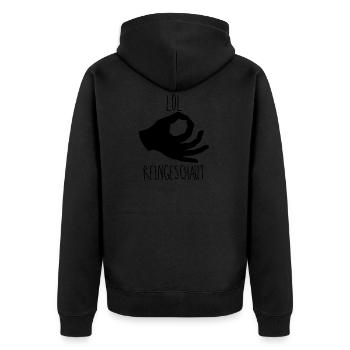 Lol reingeschaut hallo i bims Geschenk - Unisex Premium Bio Zip Hoodie - Schwarz - Hinten - Nico (187cm)