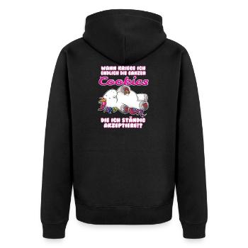 Einhorn Cookie - Unisex Premium Bio Zip Hoodie - Schwarz - Hinten - Nico (187cm)