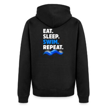 Essen Sie Schlaf-Schwimmen-Wiederholungs-lustiger Schwimmer - Unisex Premium Bio Zip Hoodie - Schwarz - Hinten - Nico (187cm)