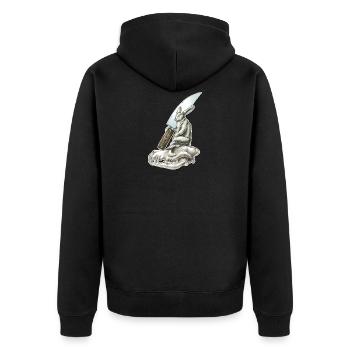 shirt motiv hare knife skull bad rabbit solo - Unisex Premium Organic Zip Hoodie - black - Back - Nico (187cm)