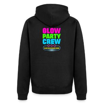 Glow party Crew - Unisex Premium Organic Zip Hoodie - black - Back - Nico (187cm)