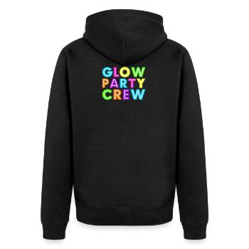 Glow Party Crew - Unisex Premium Organic Zip Hoodie - black - Back - Nico (187cm)