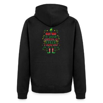 Elf Elf / Christmas / Gift - Unisex Premium Organic Zip Hoodie - black - Back - Nico (187cm)