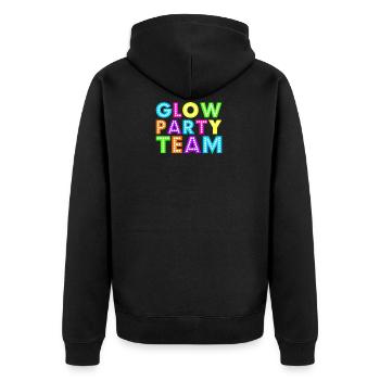 Glow Party Team - Unisex Premium Organic Zip Hoodie - black - Back - Nico (187cm)
