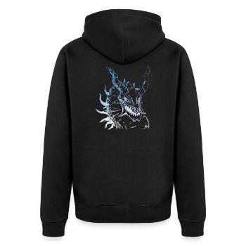 Epischer Blauer Drache - Motiv - Unisex Premium Bio Zip Hoodie - Schwarz - Hinten - Nico (187cm)