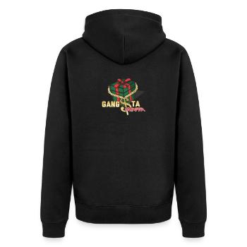 Gangsta wrappa Gangster Rap Christmas Geschenk - Unisex Premium Bio Zip Hoodie - Schwarz - Hinten - Nico (187cm)