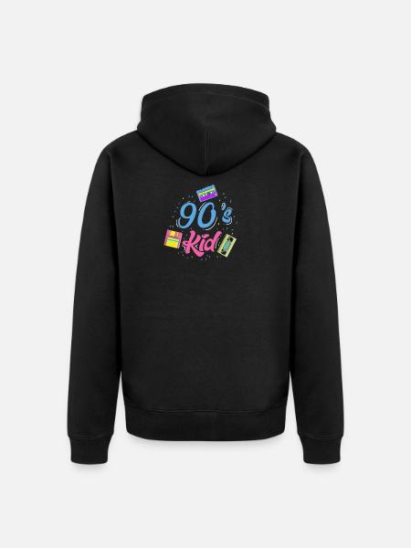 90's Kid gift - Unisex Premium Organic Zip Hoodie - black