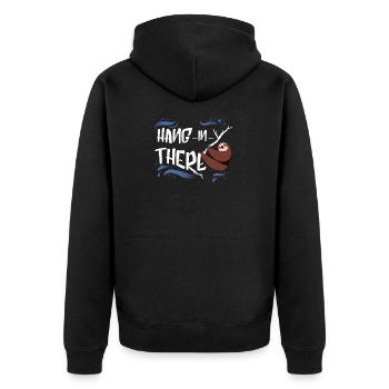 Hang in There Faultier - Unisex Premium Bio Zip Hoodie - Schwarz - Hinten - Nico (187cm)
