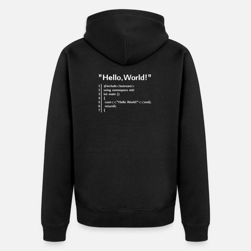 Hello Welt Programm - Programmierer T-Shirt - Unisex Premium Bio Zip Hoodie - Schwarz